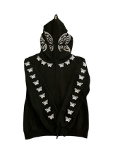 Load image into Gallery viewer, Butterfly Double Hood Rhinestone Fullzip
